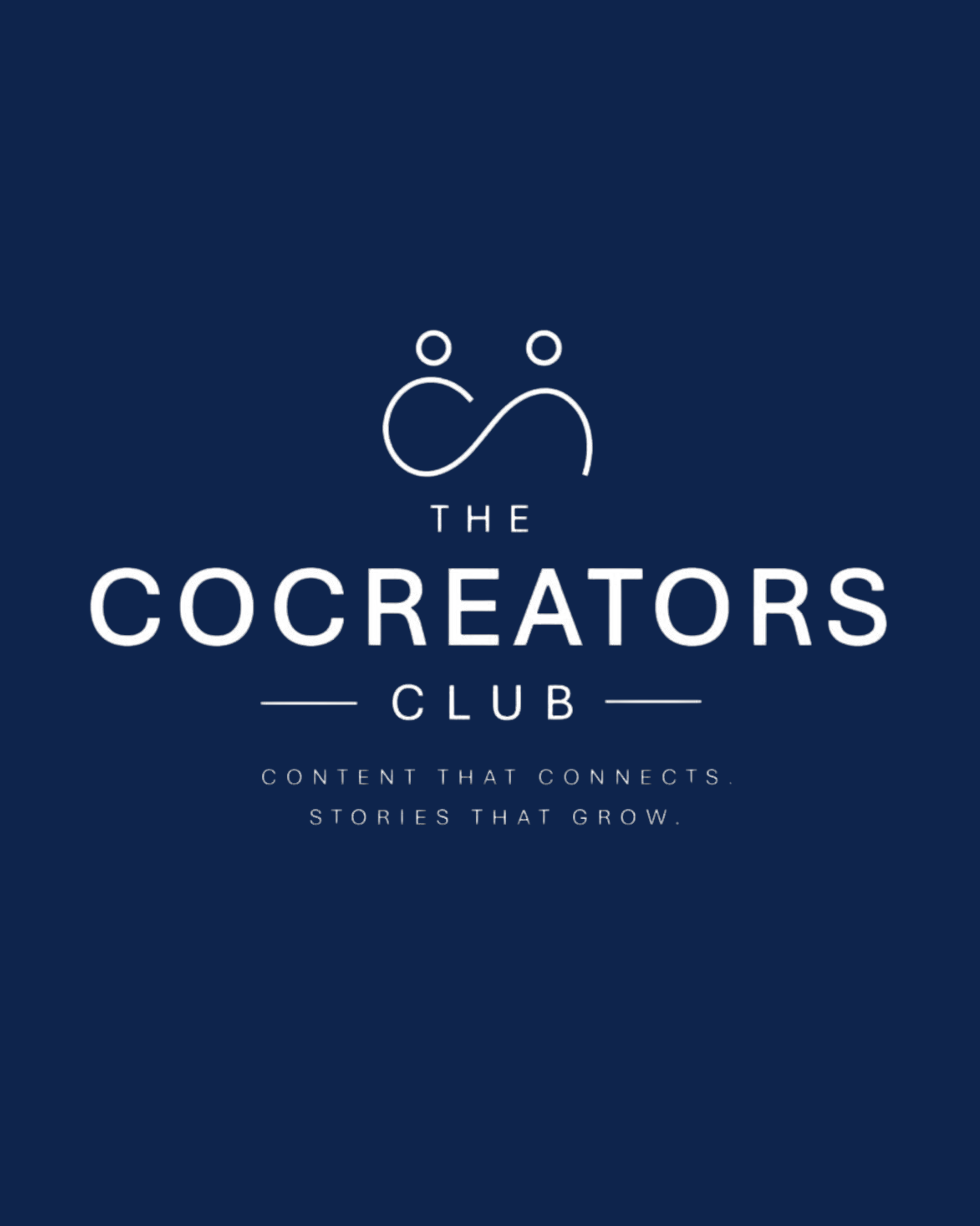 The CoCreators Club logo featuring the tagline "Content That Connects. Stories That Grow."