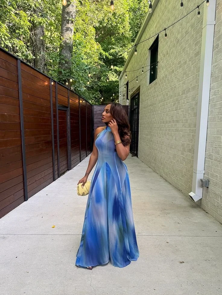 Blue Mist Halter Gown