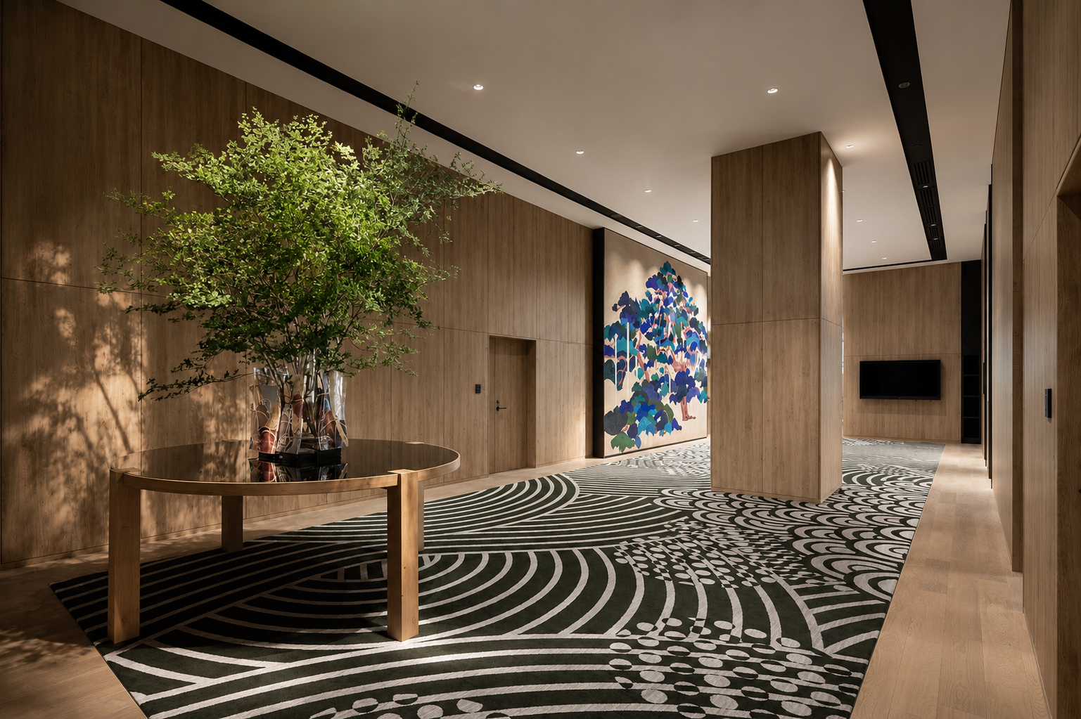 Minimalismo cálido y herencia japonesa: el diseño interior del lobby principal en el Hyatt Centric Kanazawa.