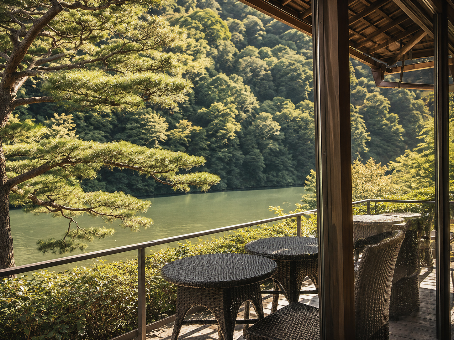 La Terraza: Un Mirador  junto al Río Hozu