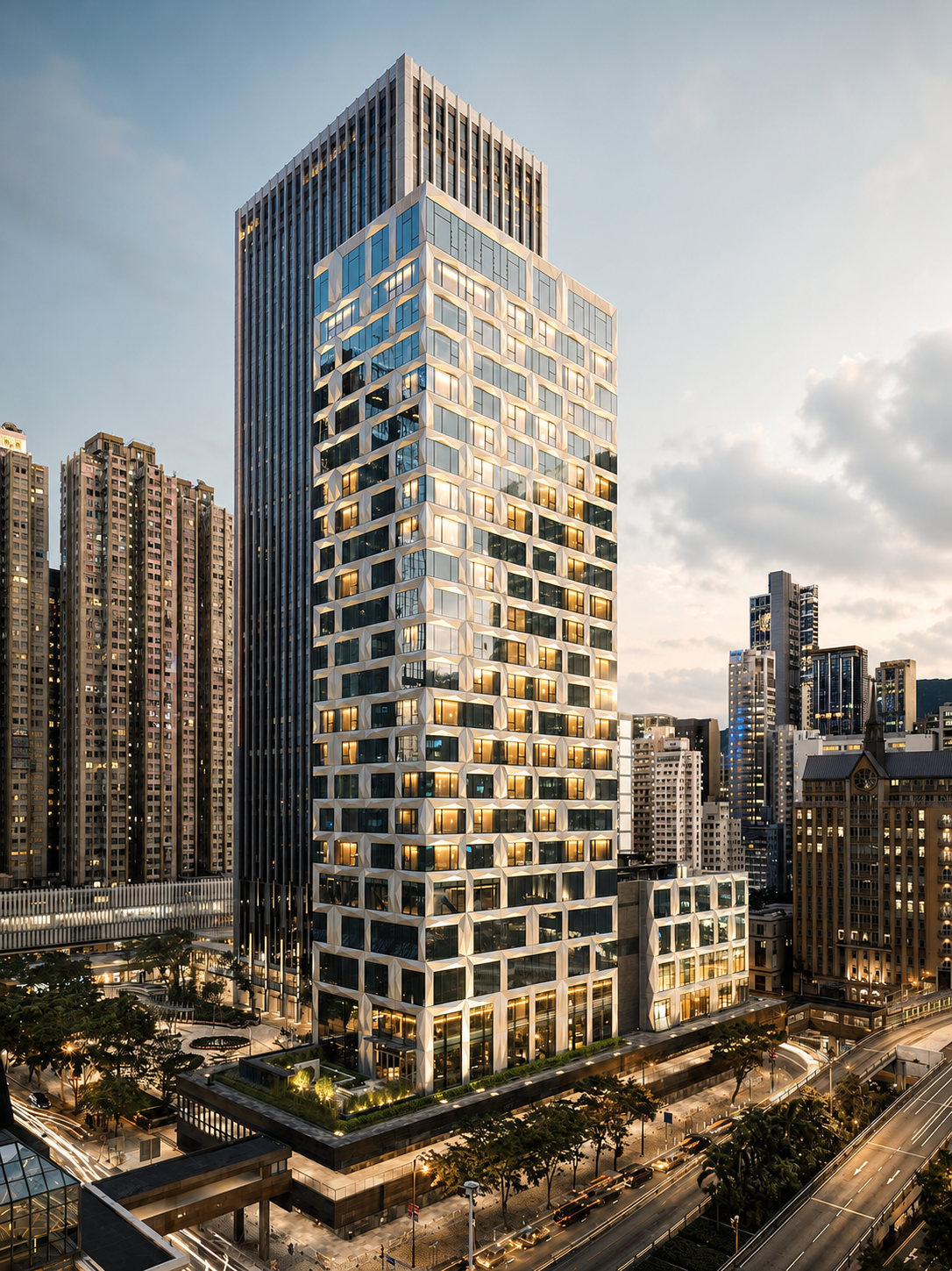 Fachada exterior de The St. Regis Hong Kong, mansión diseñada por André Fu en Wan Chai