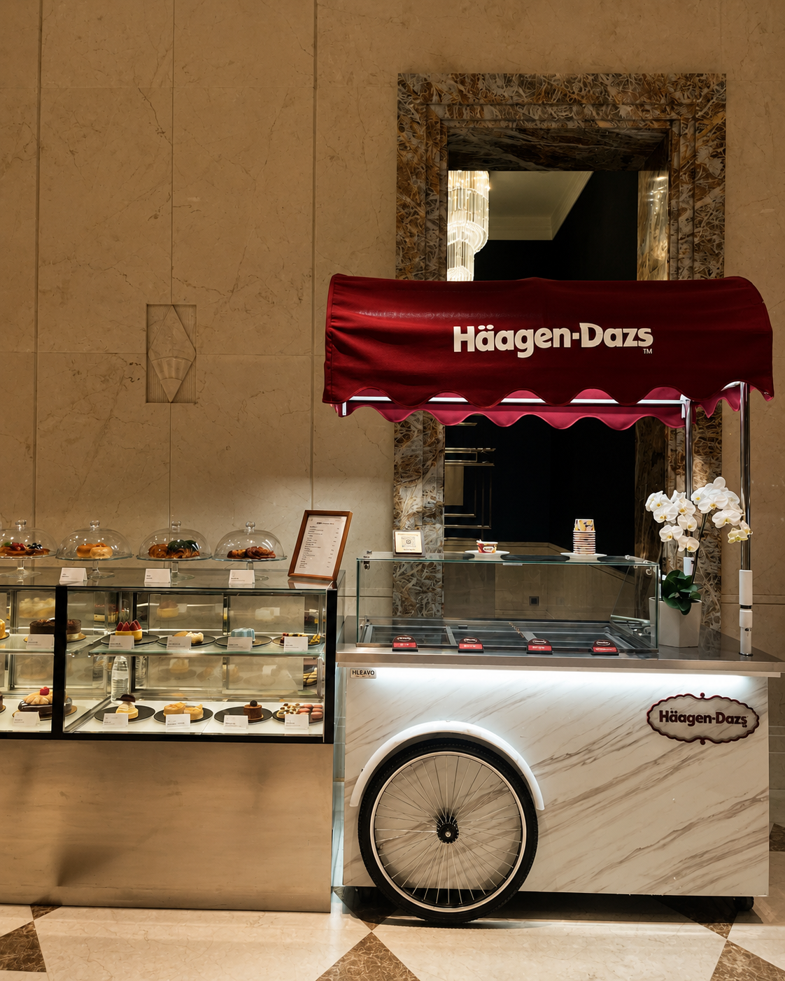 Un carrito de Häagen-Dazs que parece una pequeña joya del lobby
