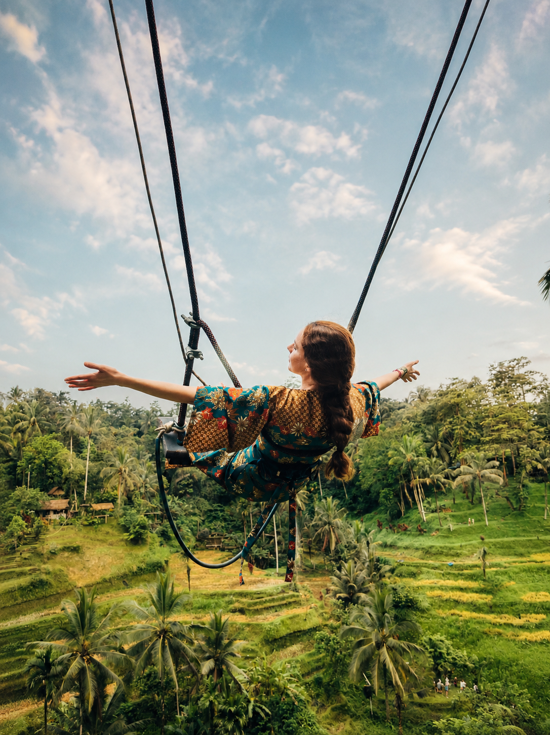 Encuentra tu equilibrio en el aire. Volando alto sobre los paisajes sagrados de Ubud
