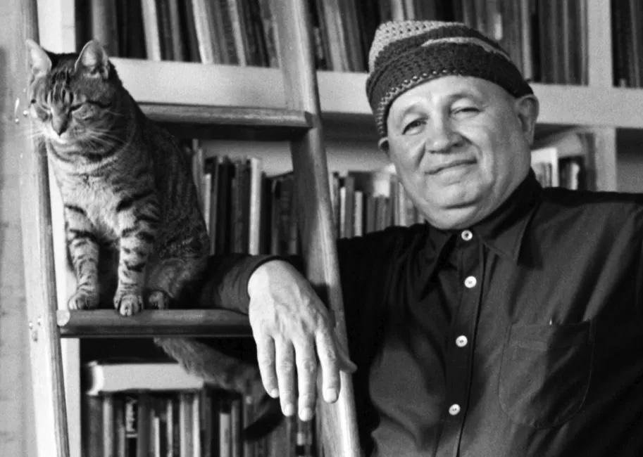 Romare Bearden and a cat