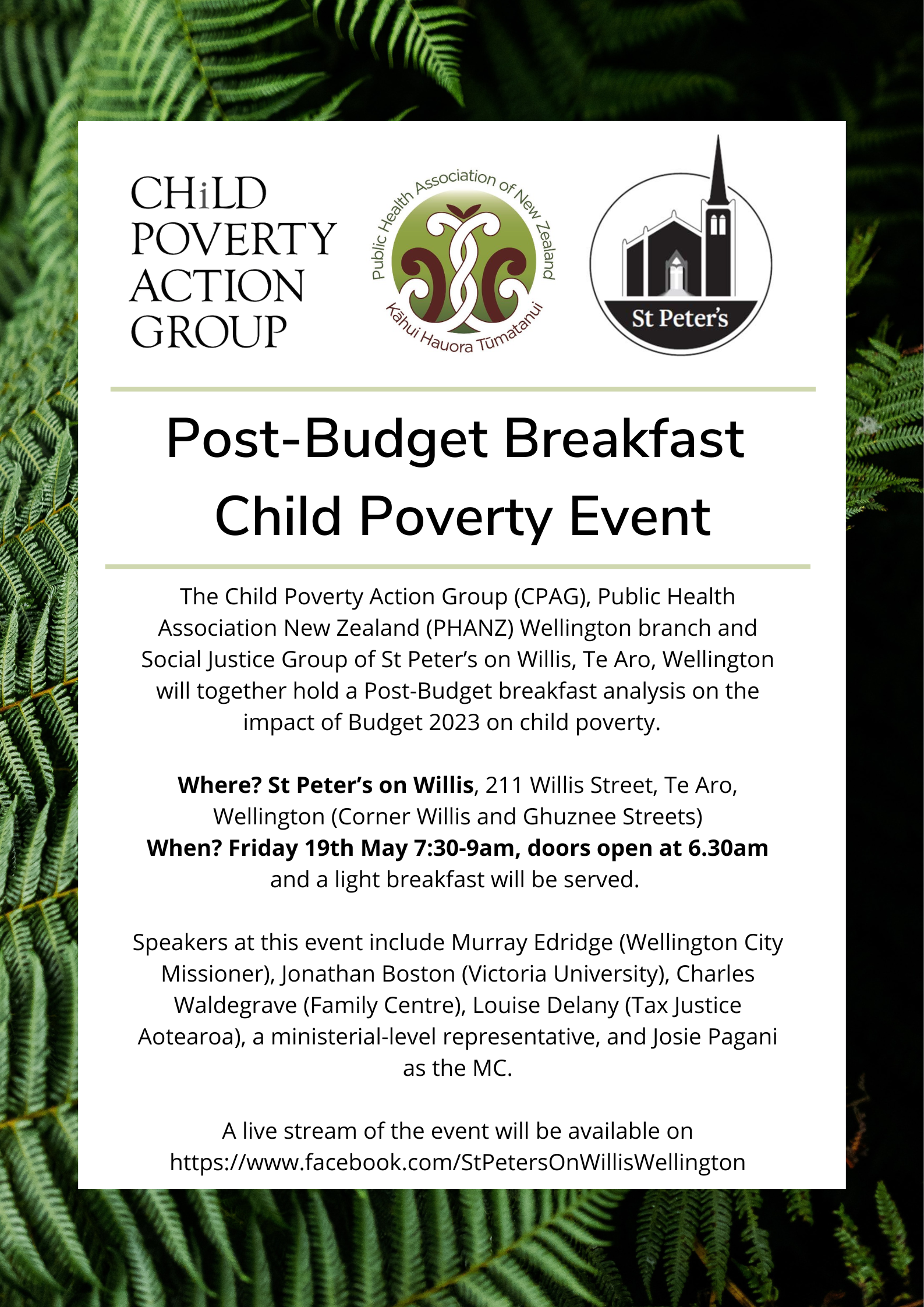 CPAG-PHANZ Post-Budget Breakfast, May 19, 2023