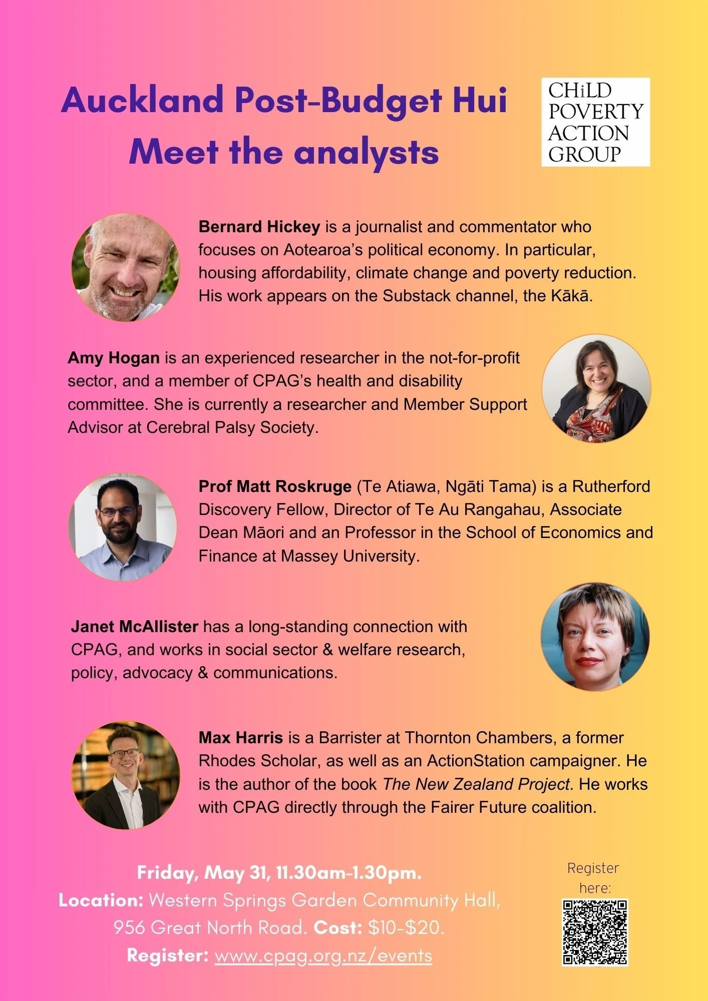 Auckland Post-Budget Hui: Meet the analysts