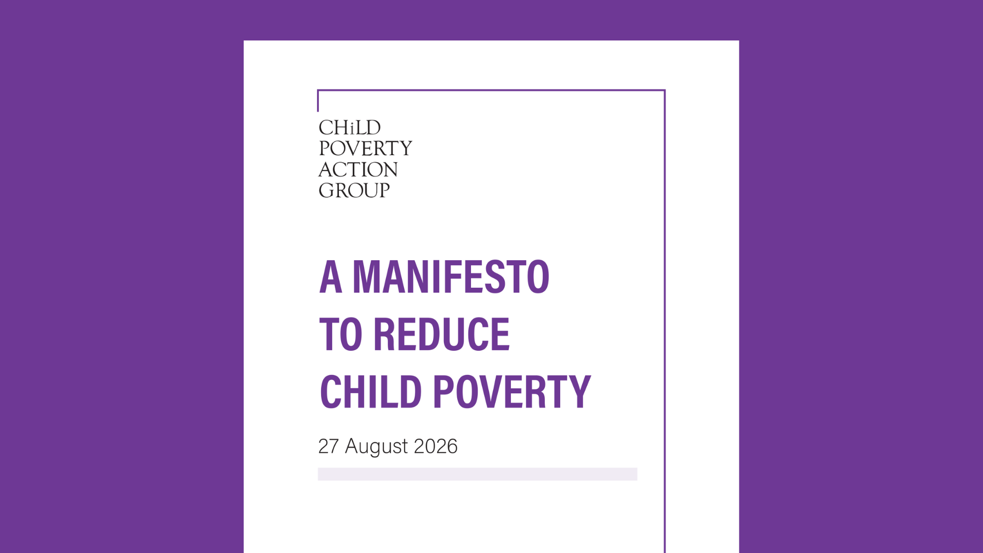Manifesto challenges parties to commit to reducing child poverty