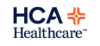 HCA Healthcare logo with a stylized orange plus sign