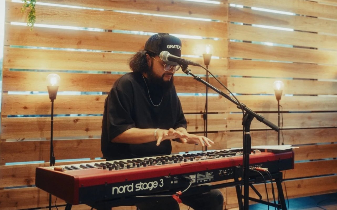 Playing keys for my sister's showcase. 