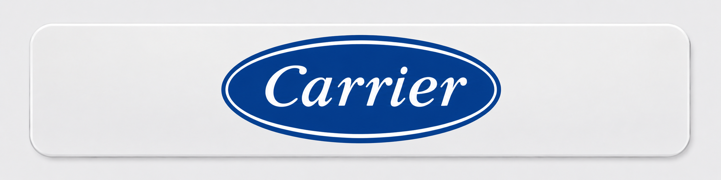 A logo with the word 'Carrier' in white cursive text inside a blue oval, on a white rectangular background.