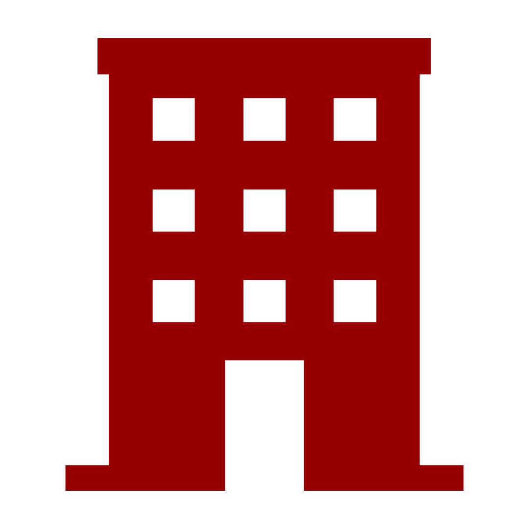 Red icon of a multi-story building, representing apartment and office moves.