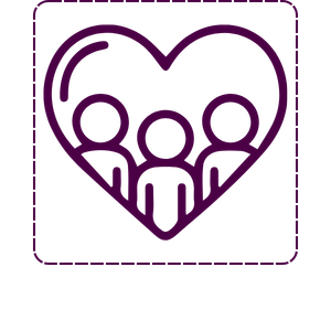 Outline of a heart containing six interconnected human figures inside.
