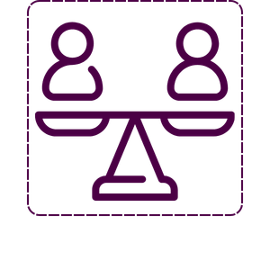 Icon of two people sitting at a table engaging in a meeting or conversation.