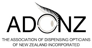 Logo for ADDONZ, the Association of Dispensing Opticians of New Zealand Incorporated, featuring black text and a stylized circular design