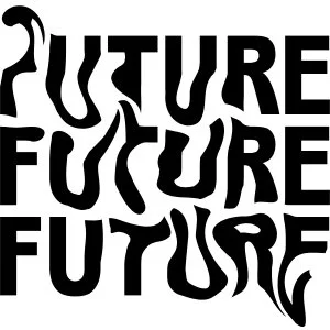Stylized black text that repeats the words 'Future' and 'Future' with swirling and distorted font styles.