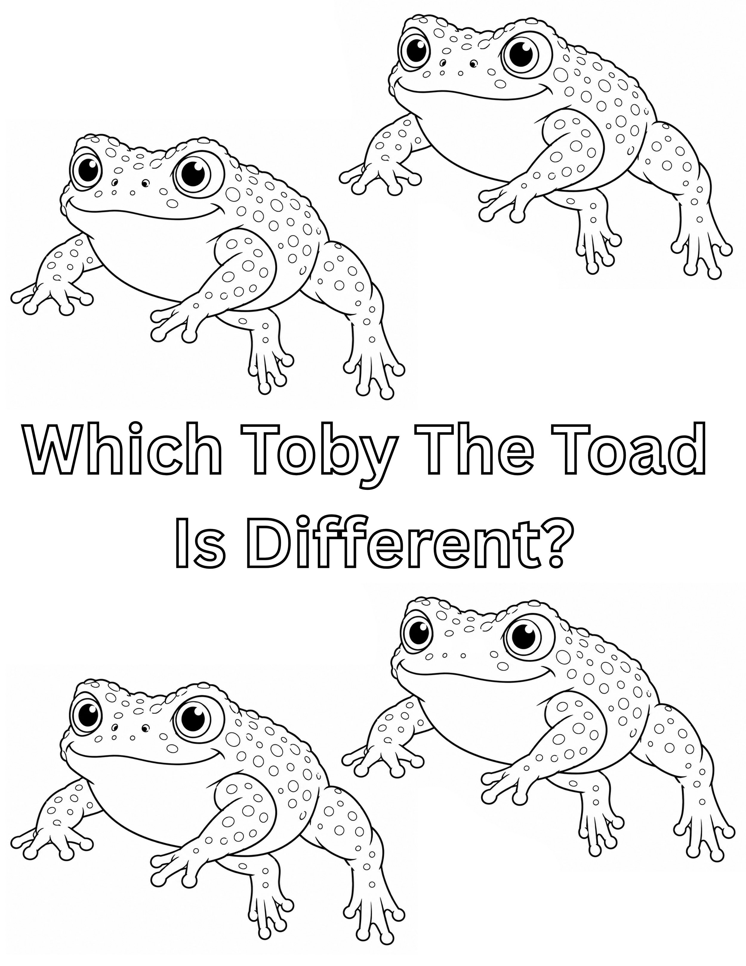 Toby The Toad Spot The Difference Activity Sheet