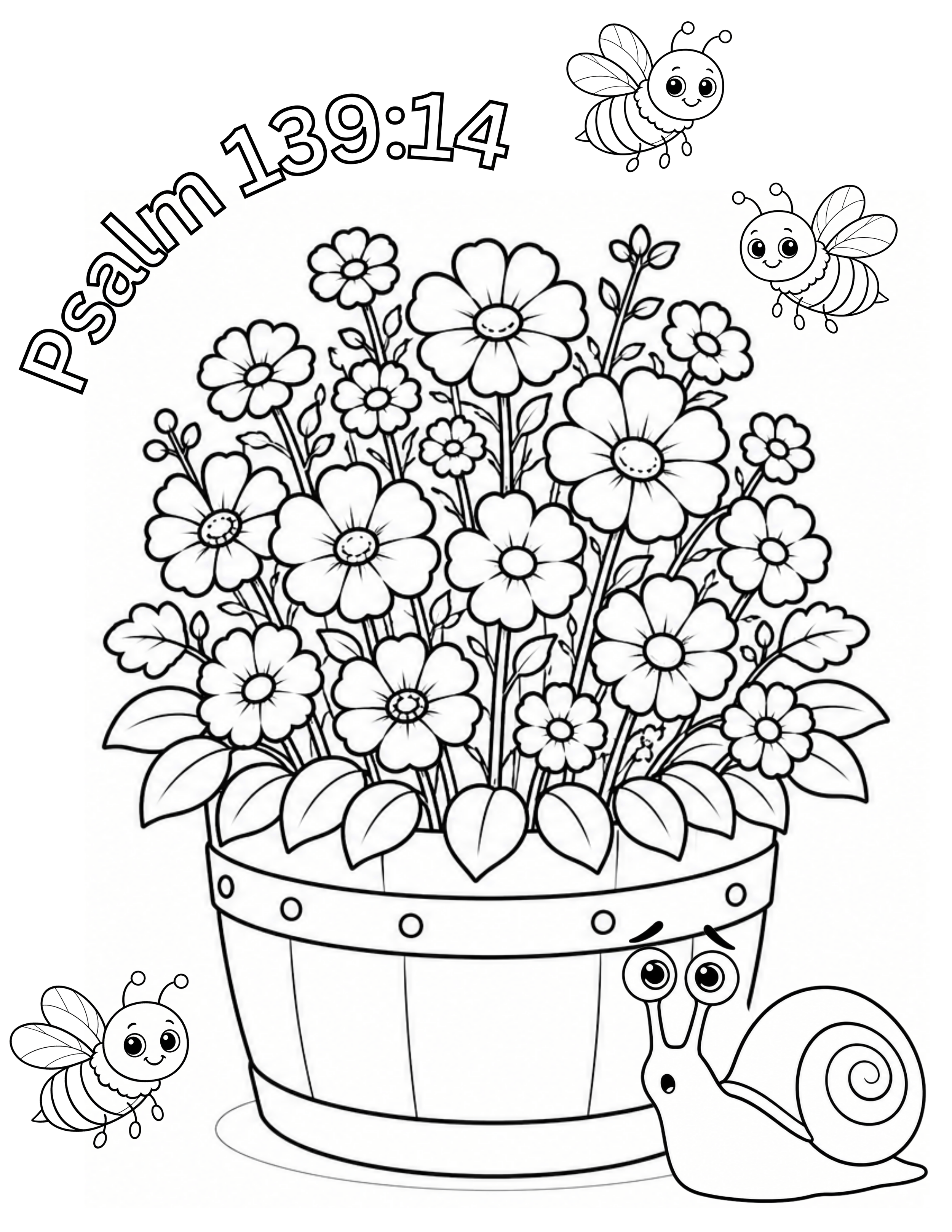 Slowpoke & Flowers Coloring Page