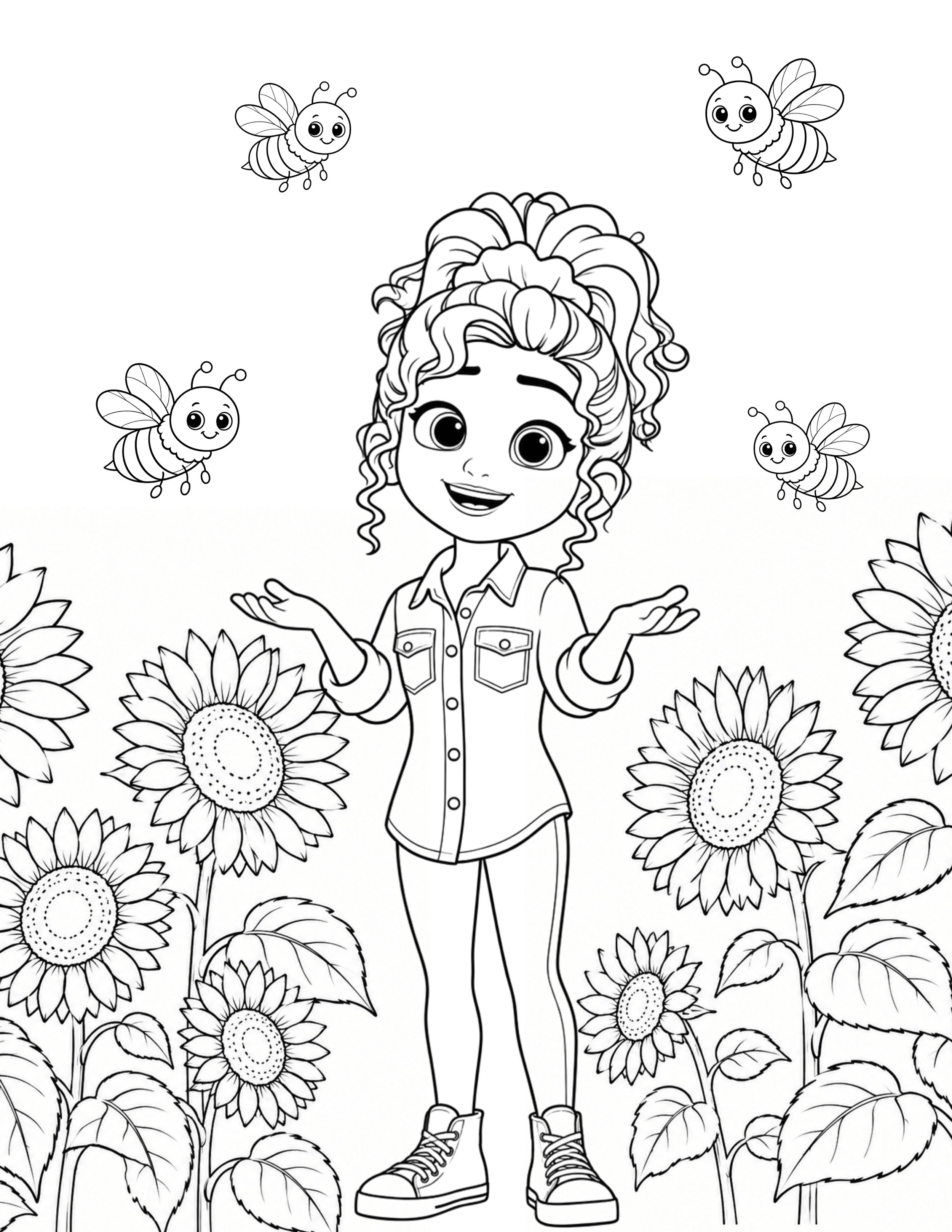 Natbug & Sunflowers Coloring Sheet