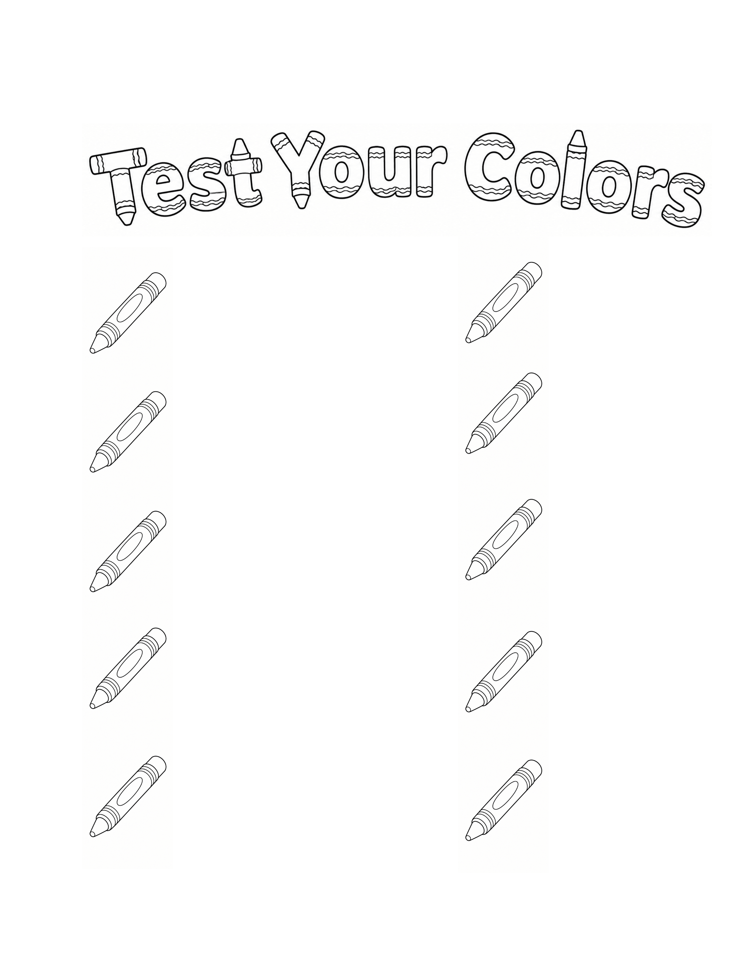 Test Your Colors Sheet
