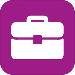 Purple icon of a briefcase