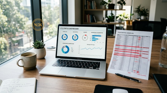 ACA compliance software for employers showing automated FTE tracking next to a manual spreadsheet with highlighted errors.