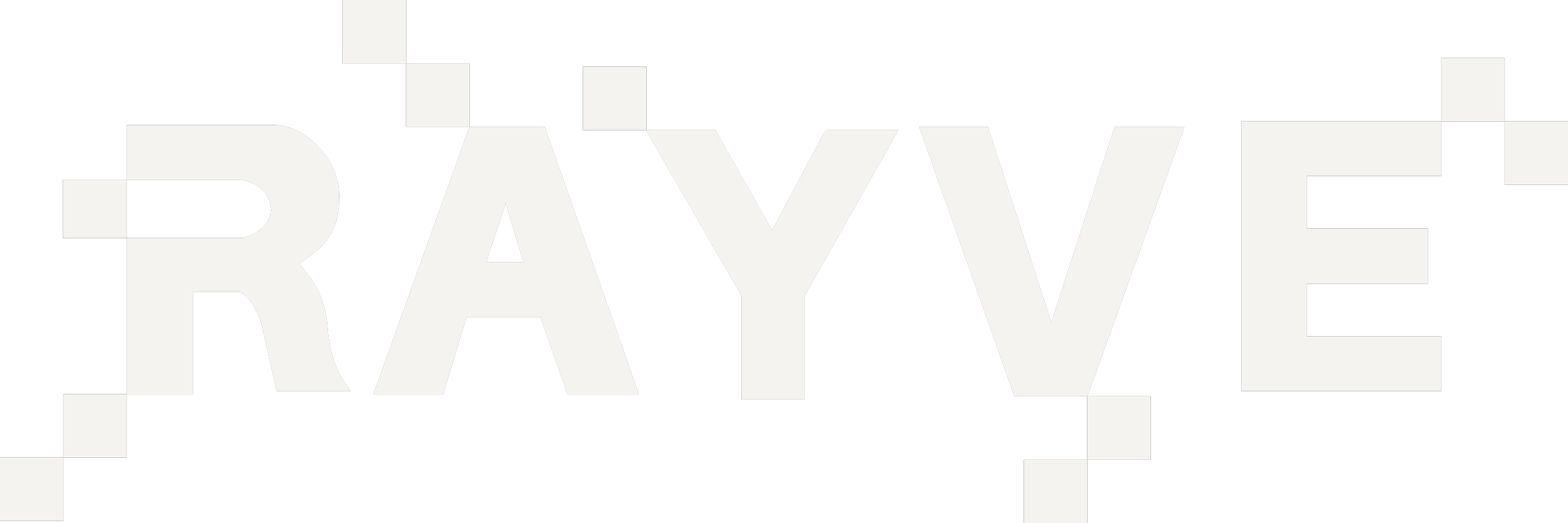 Black background with the word 'RAVE' in pixelated white text.