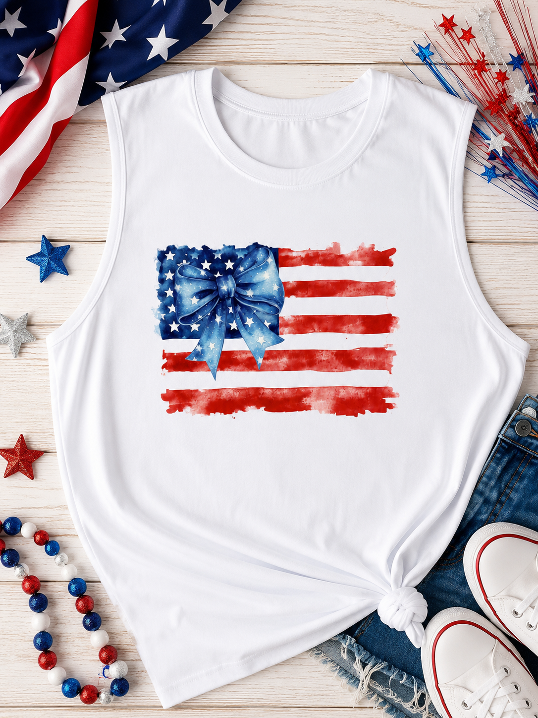 Patriotic Flag with bow Tank