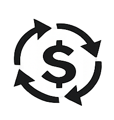 Icon of a dollar sign surrounded by circular arrows, representing money flow or financial cycle.