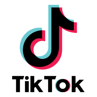 TikTok logo with a stylized musical note in turquoise and pink.