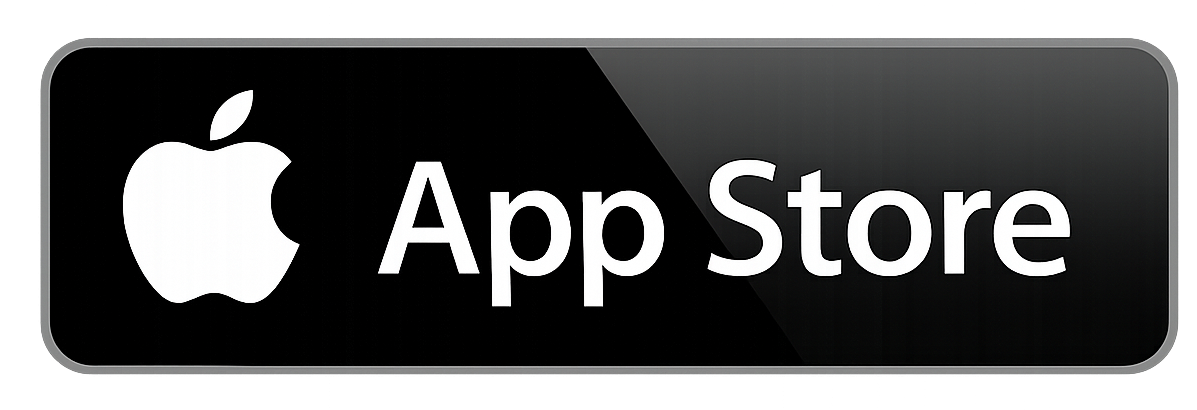 Black rectangular badge with the white Apple logo and the text 'App Store' in white.