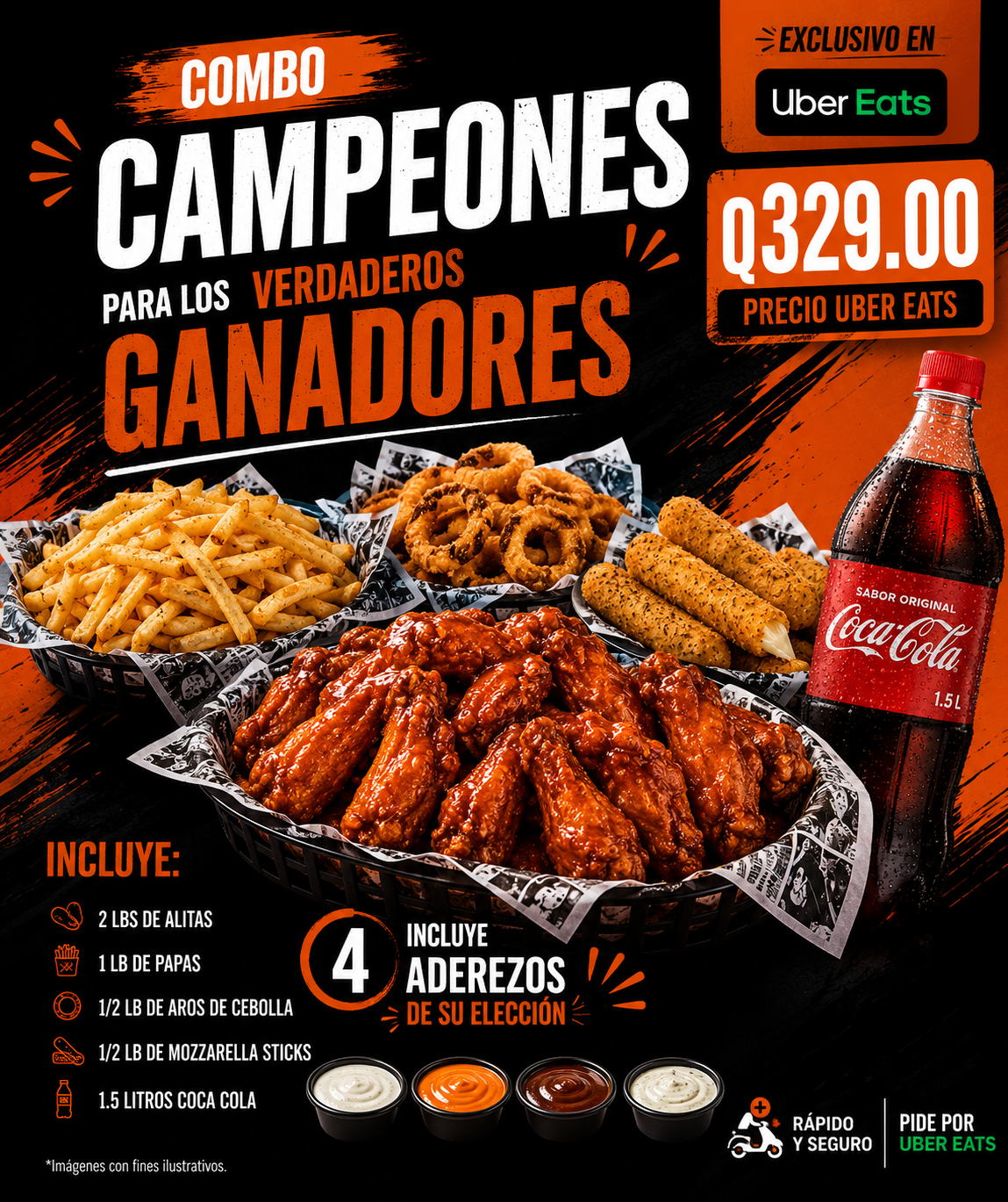 Combo Campeones Wings Time Guatemala