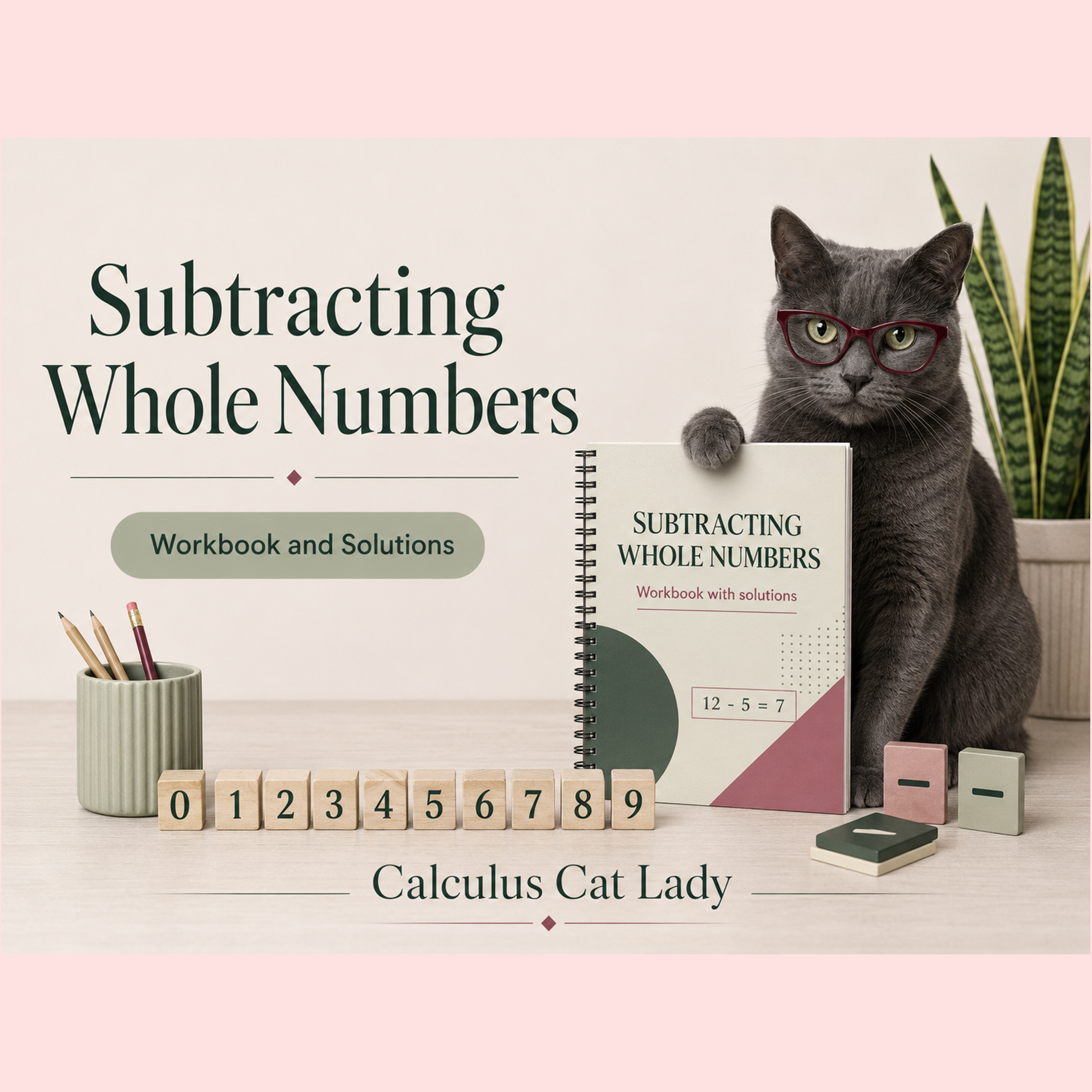 Subtracting Whole Numbers Pre-Algebra Workbook | Practice & Answer Key