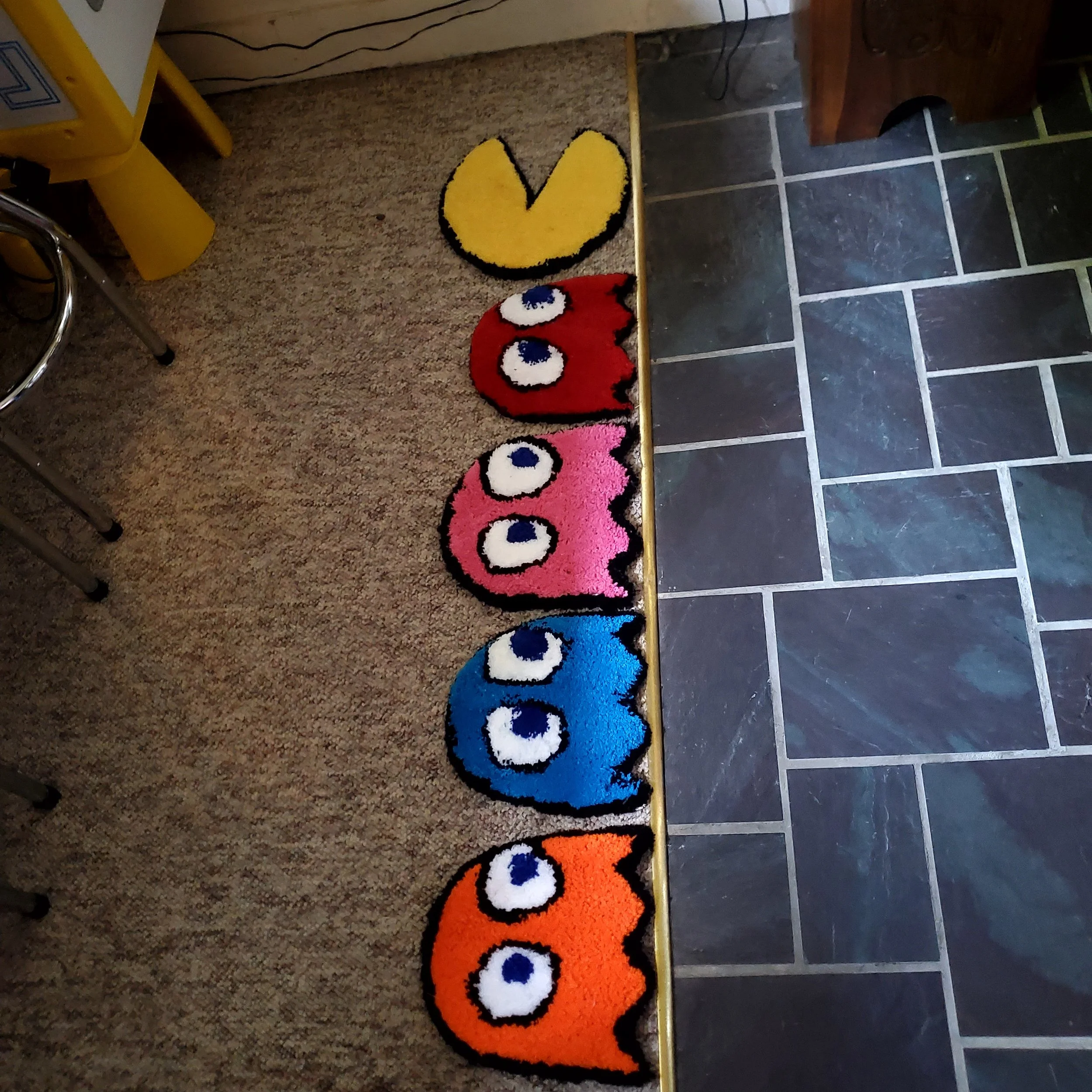  Handmade Colorful Pac-Man themed rugs for gaming room