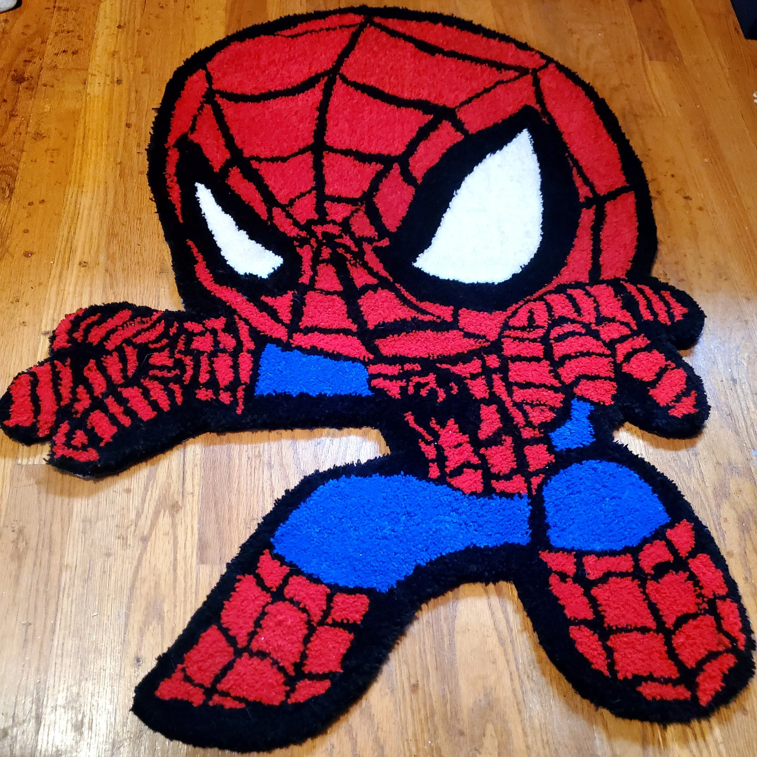 Handmade Spiderman tufted rug for kids room
