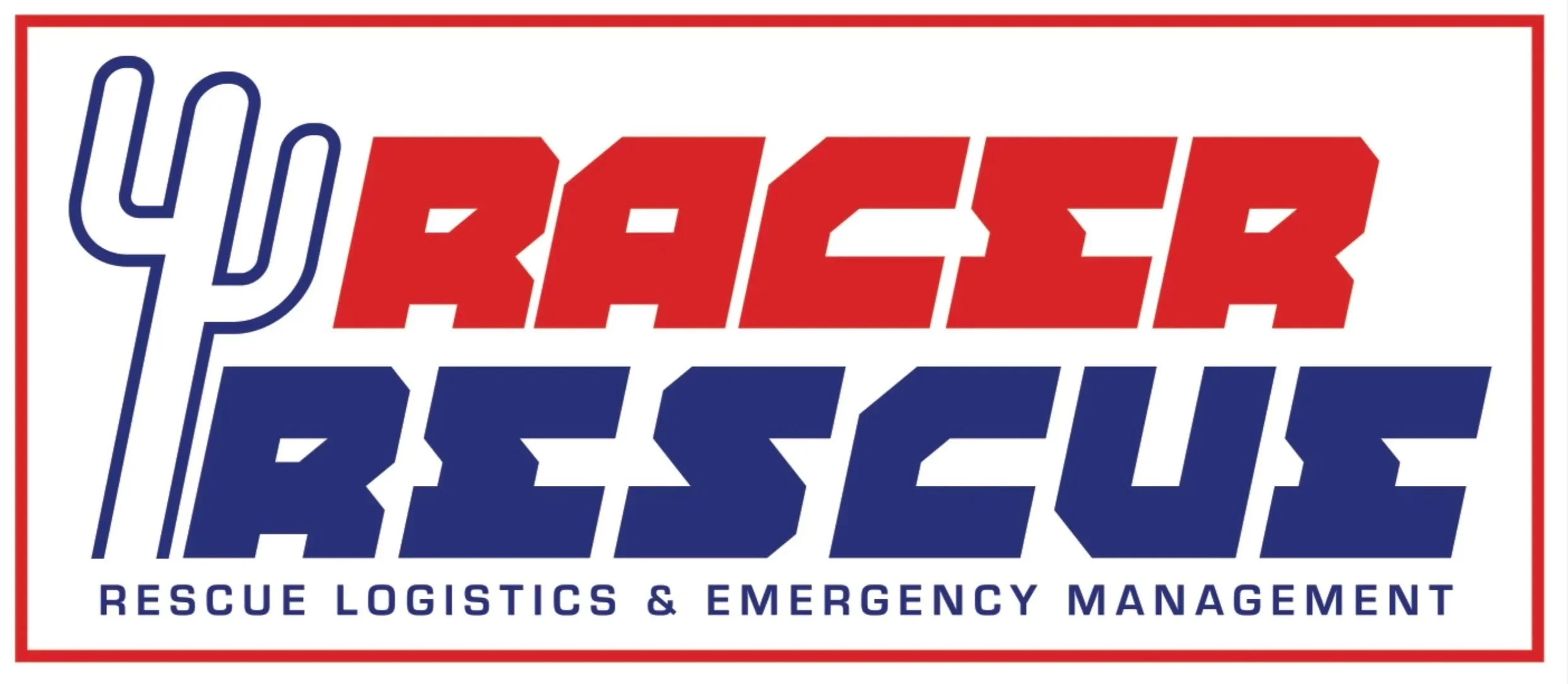 Logo of MRC Rescue Logistics & Emergency Management with red, white, and blue text and a red border.