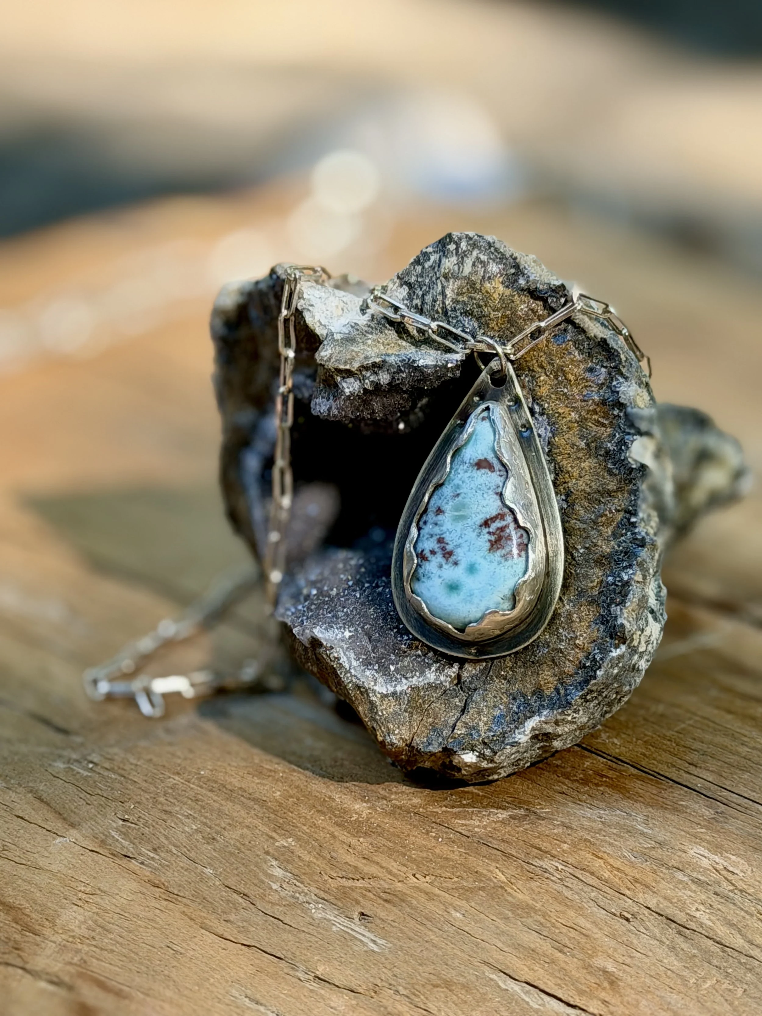 Teardrop Larimar set in Silver