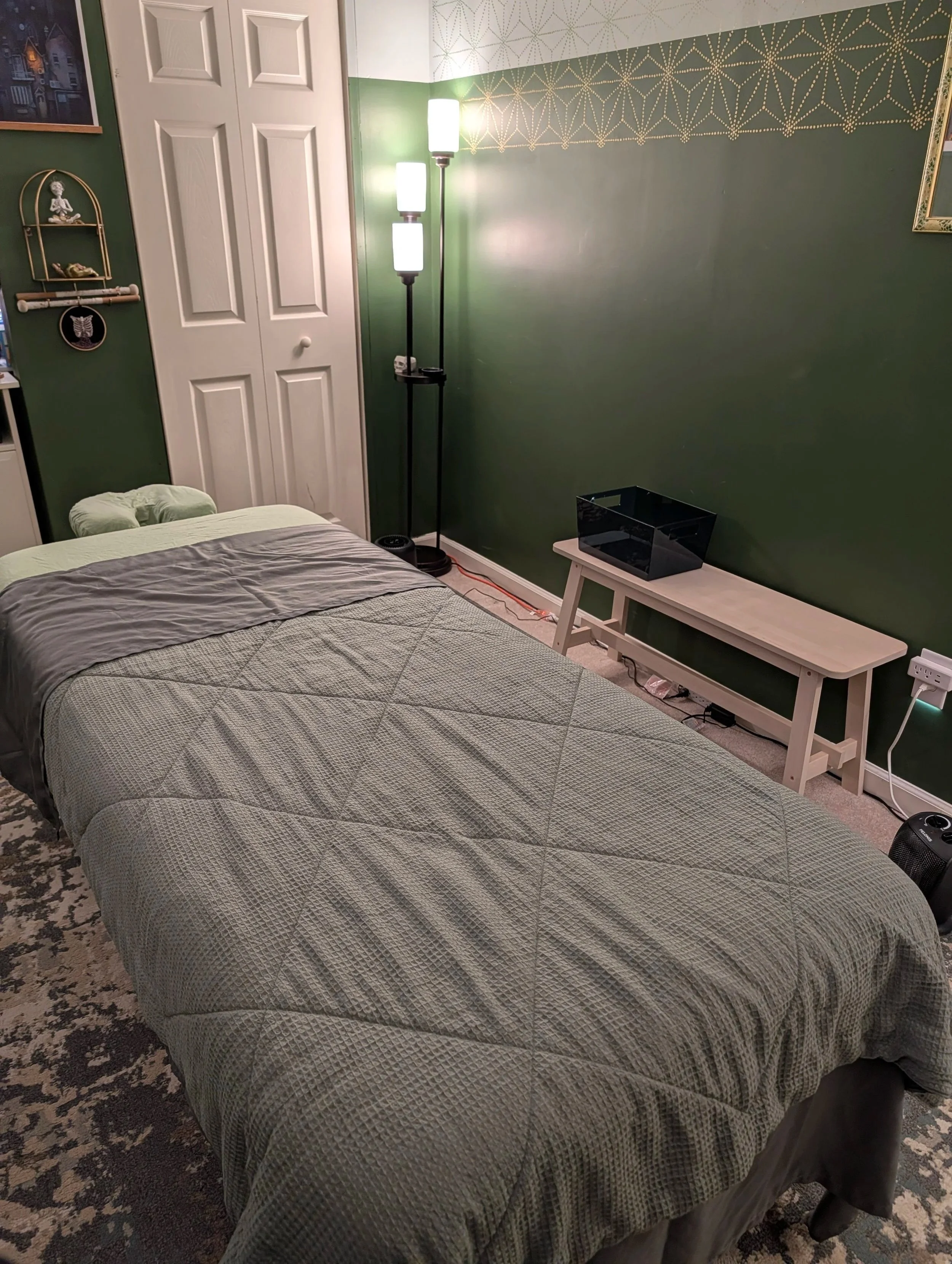 massage table at greenbear studios