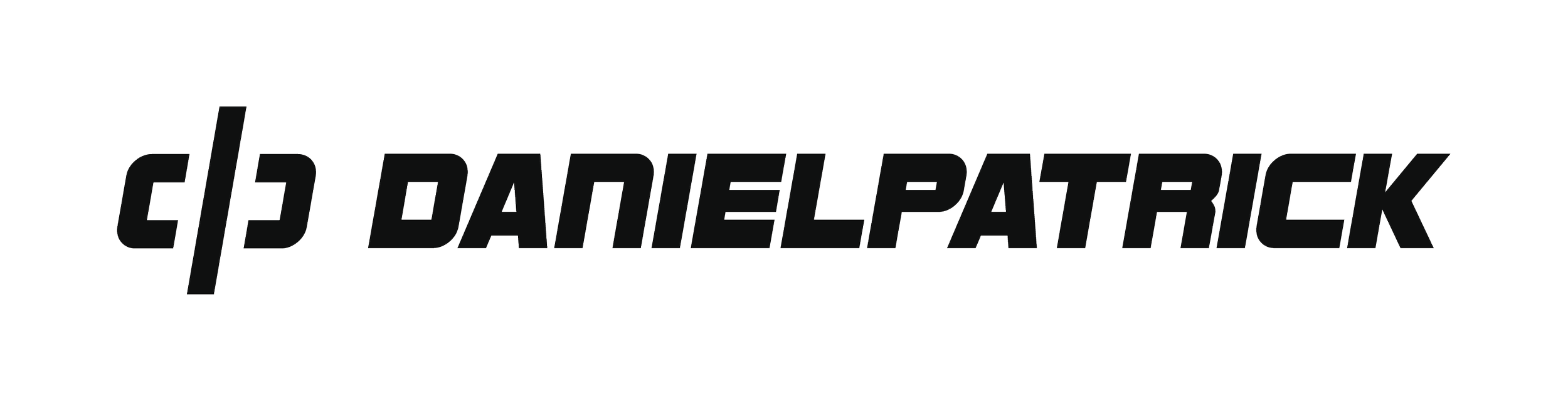 Black logo with stylized text reading 'CJ Daniel Patrick' in a slanted font.