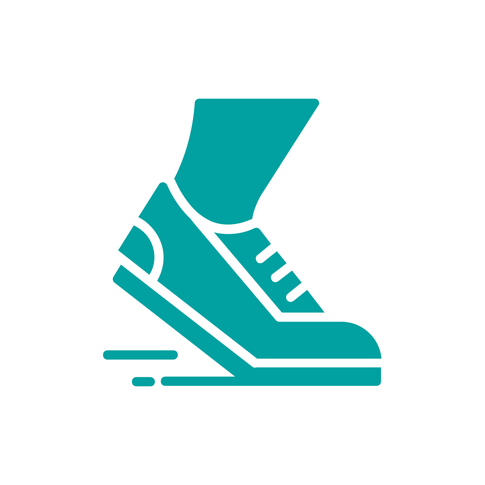 Icon of a sneaker stepping on the ground.