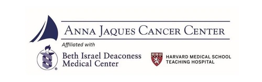 Logo of the Anna Jaques Cancer Center with affiliation to Beth Israel Deaconess Medical Center and Harvard Medical School Teaching Hospital.