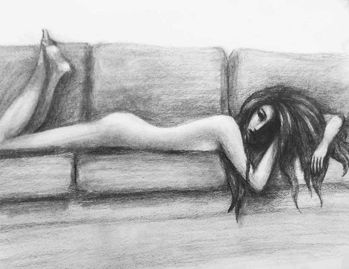 charcoal figure drawing | nude figure study | post stroke recovery art | still here | expressive figurative art | Alicia Maye Art