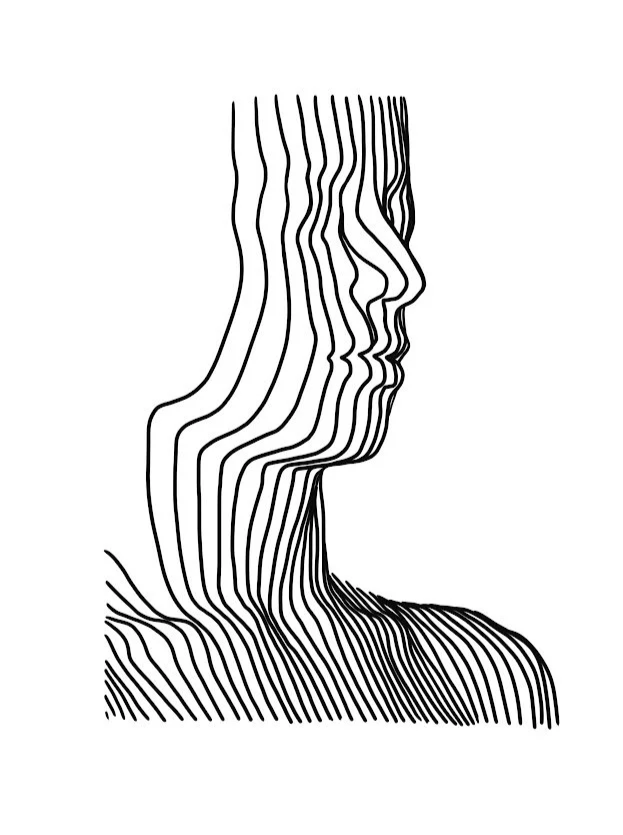 contour line drawing | topographic portrait | procreate art | digital pen drawing | surreal portrait | line art | conceptual drawing | original art print | Alicia Maye Art