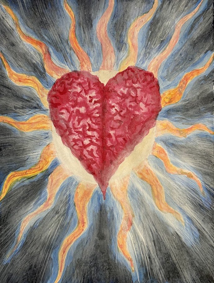 brain heart painting | stroke survivor art | watercolor painting | expressive painting | heart painting | stroke recovery art | love letter art | original painting for sale | Alicia Maye Art