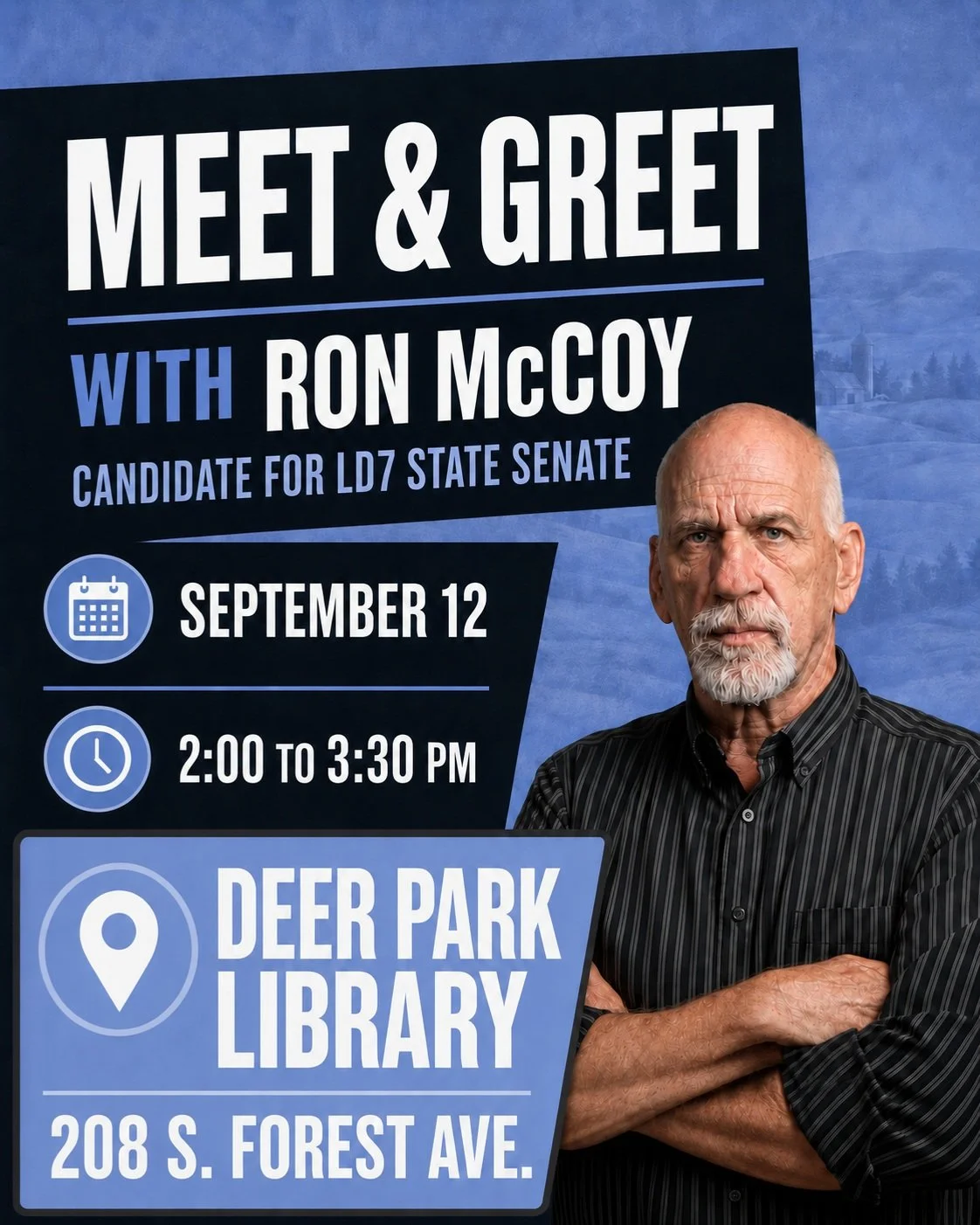 Campaign Update:

One, the yard sign order is in. Thank you to everyone whose contributions made that possible. It goes toward carrying our message across the 7th District.

Two, I want to meet you at the Deer Park Library!

Saturday, September 12
2: