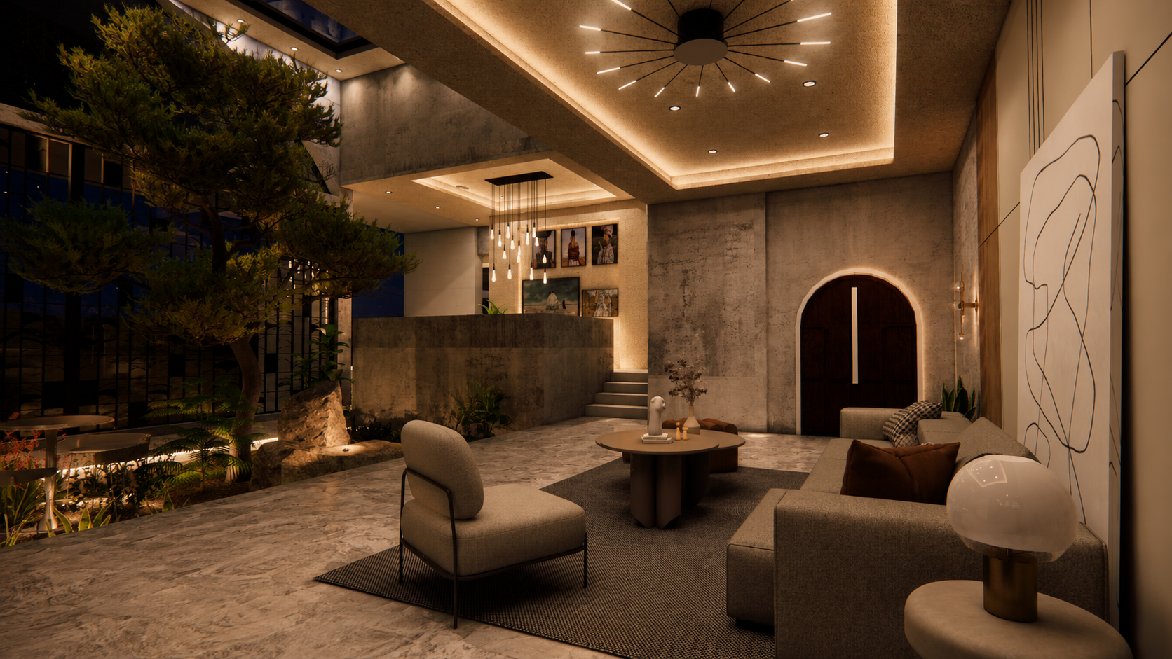 Living Room - Indoor Courtyard
