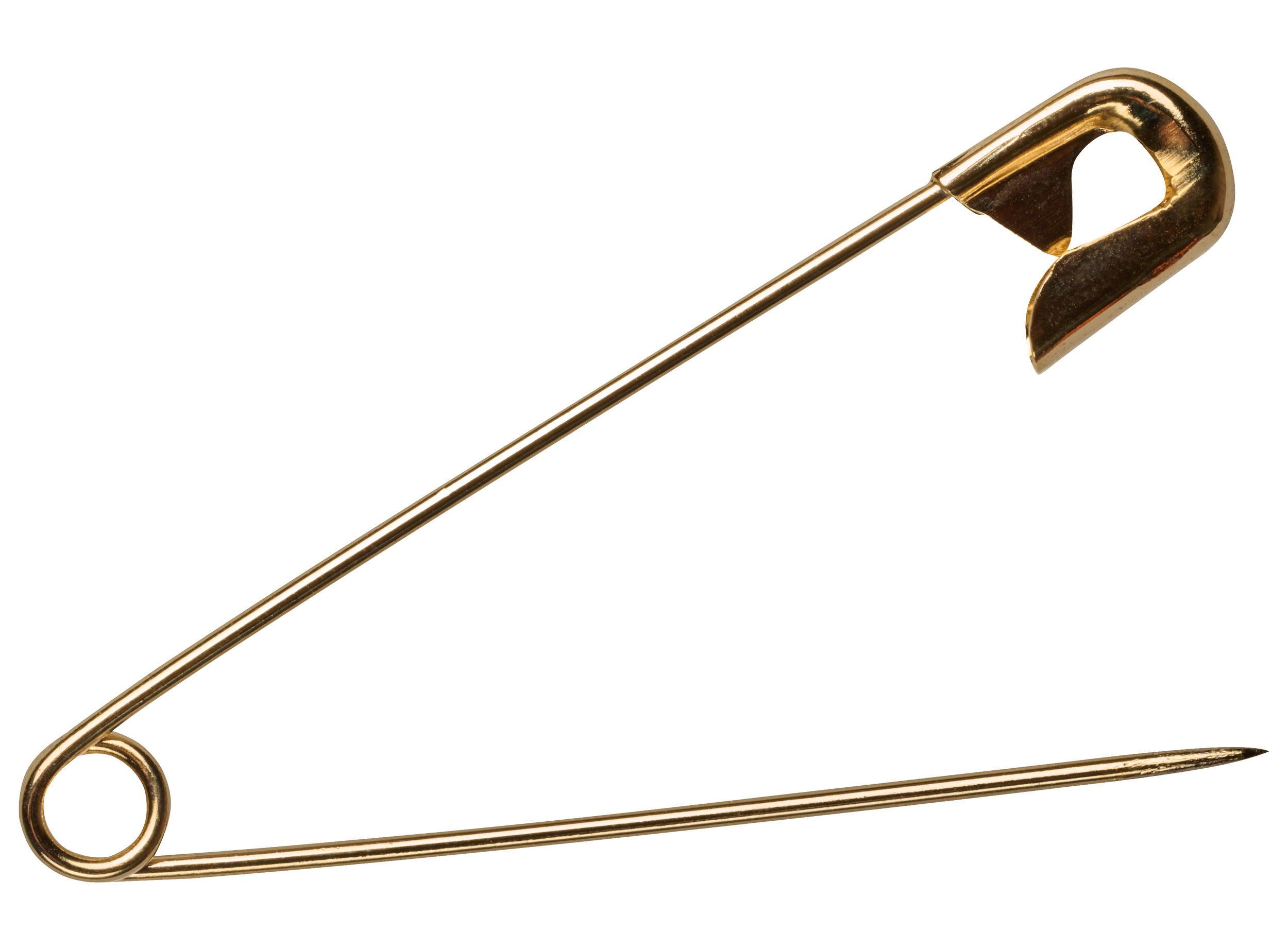 A close-up image of a gold-colored paper clip.