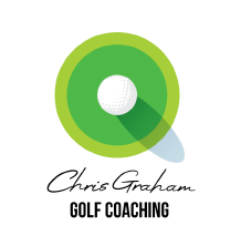 Golf ball on a green with shadow, logo for Chris Graham Golf Coaching