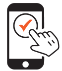 Close-up of a hand tapping a checkmark on a smartphone screen.