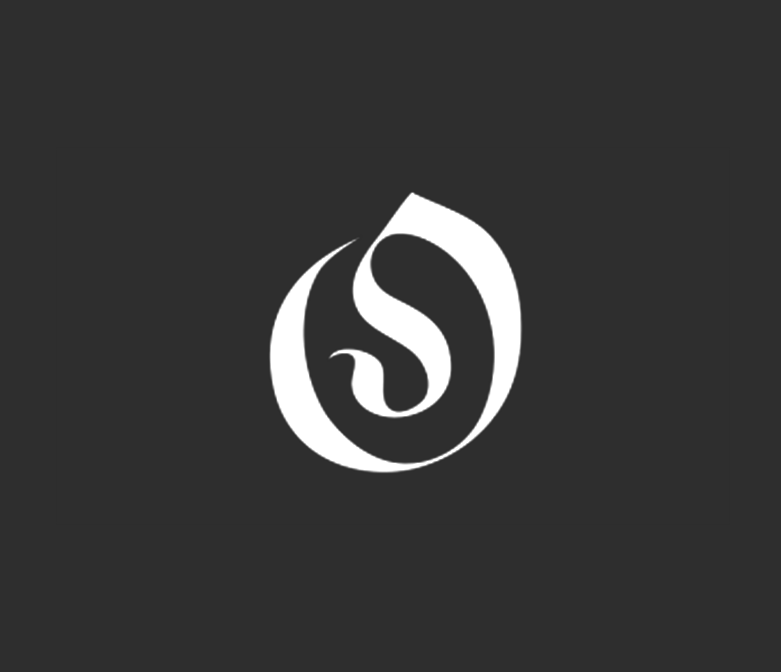 A black background with a white stylized flame logo containing an abstract 'S' shape inside.