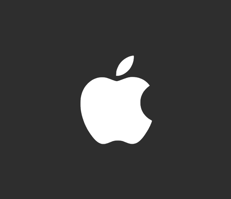 Black background with white Apple logo in the center.